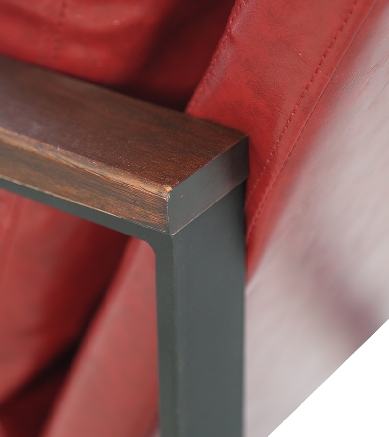 AN304 Sedia singola con eleganti braccioli in legno e pelle