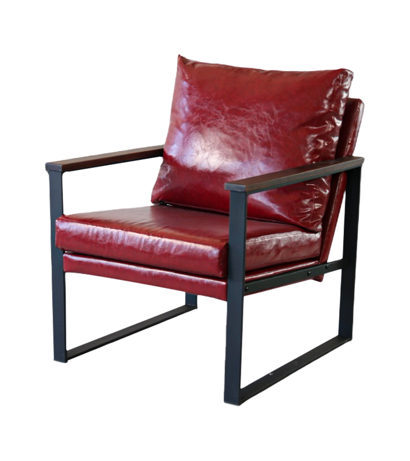 AN304 Sedia singola con eleganti braccioli in legno e pelle