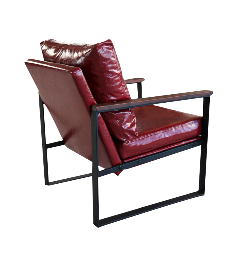 AN304 Sedia singola con eleganti braccioli in legno e pelle